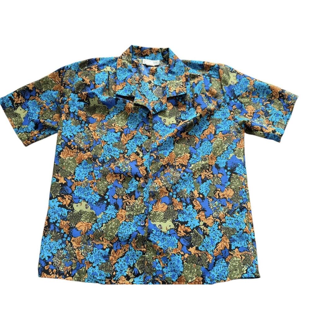 Impressions of California VTG Shirt Women Top Size 8‎ Button Down Shoulder Pads